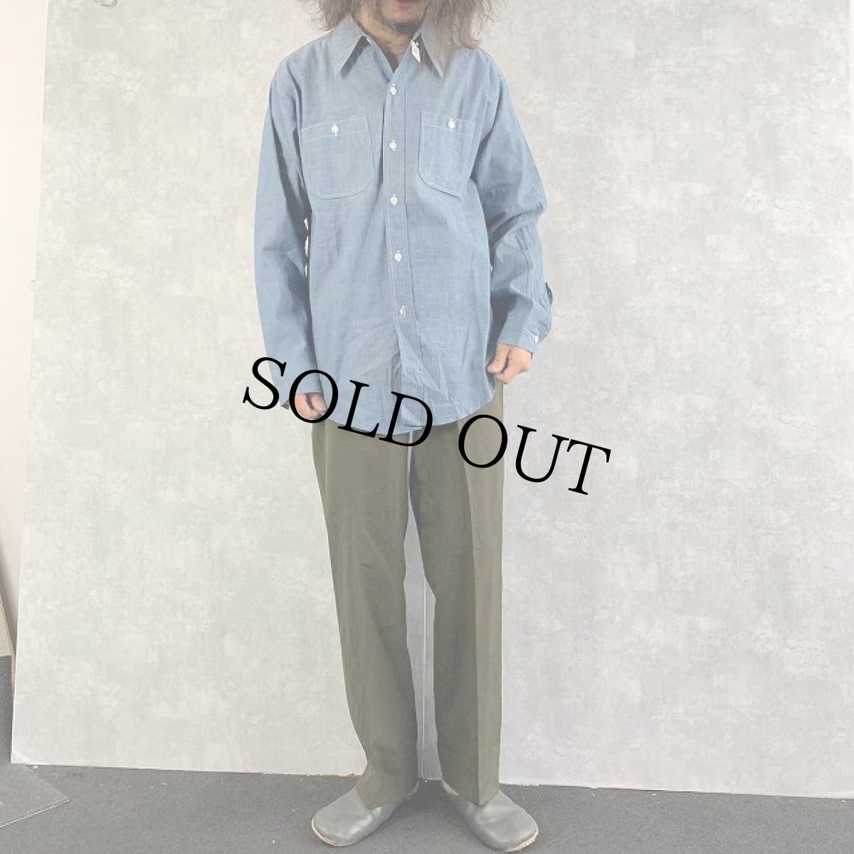 画像2: 60〜70's WASHINGTON DEE CEE USA製 シャンブレーシャツ DEADSTOCK (2)