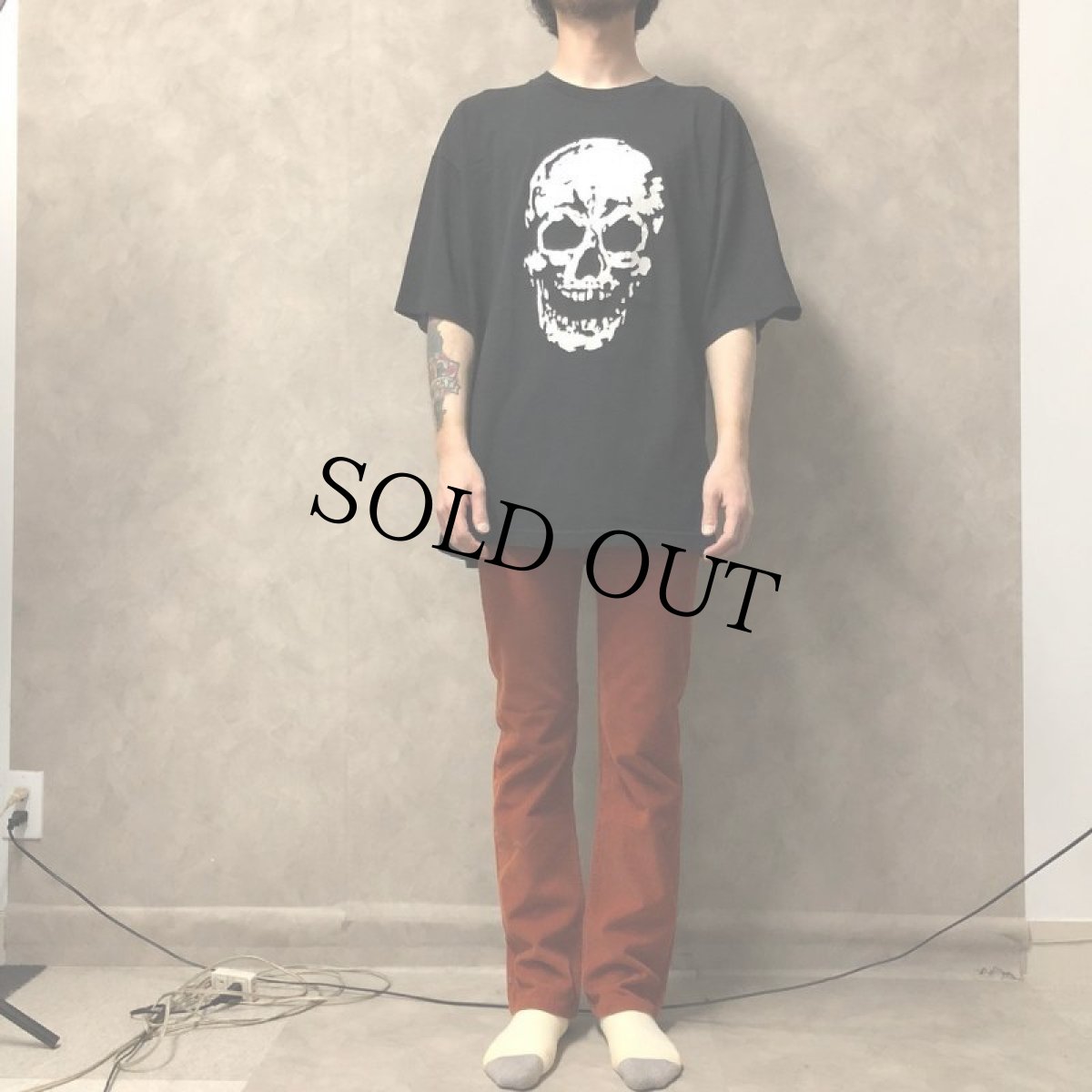 画像2: 90's Epitaph Records USA製 スカルプリント レコードレーベルTシャツ XL (2)