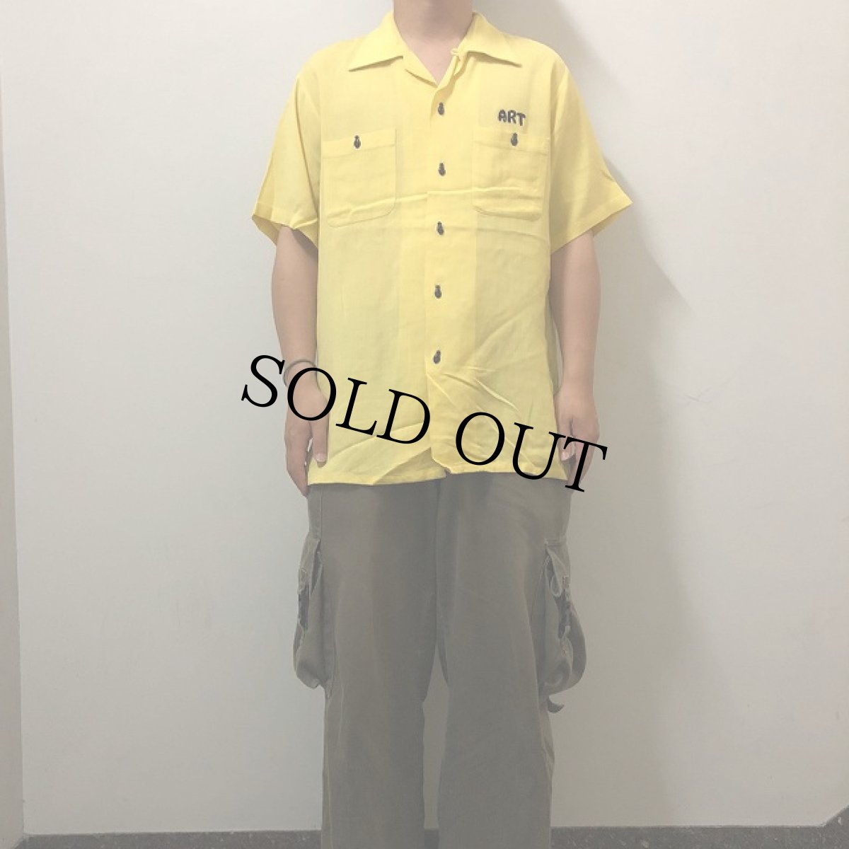 画像4: 60's Air flo "BLACK SMITHS Budweiser" フロッキープリント ボーリングシャツ (4)