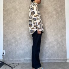 画像4: 〜90's Woolrich フィッシングイラスト柄 コットンシャツ M  (4)