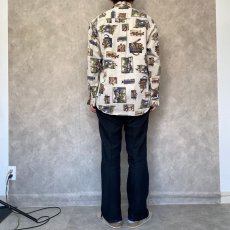 画像5: 〜90's Woolrich フィッシングイラスト柄 コットンシャツ M  (5)