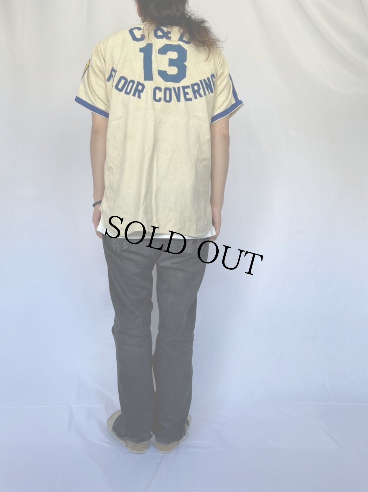 画像5: 〜60's Davi's "TULSA POST 1" フルジップ ベースボールシャツ 38 (5)