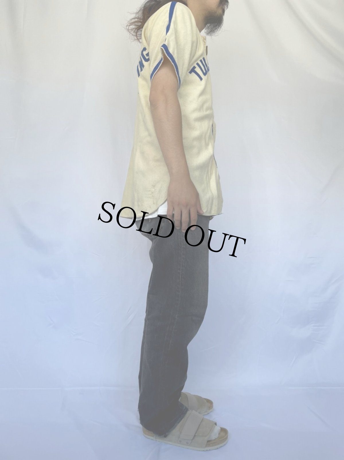 画像4: 〜60's Davi's "TULSA POST 1" フルジップ ベースボールシャツ 38 (4)