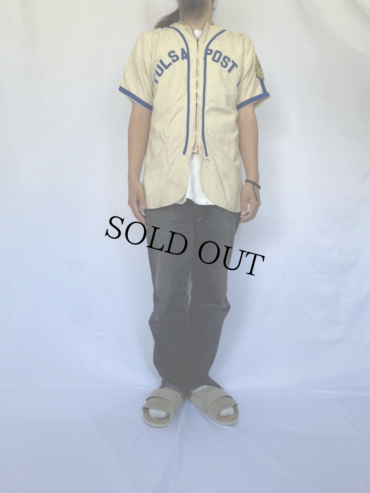 画像3: 〜60's Davi's "TULSA POST 1" フルジップ ベースボールシャツ 38 (3)