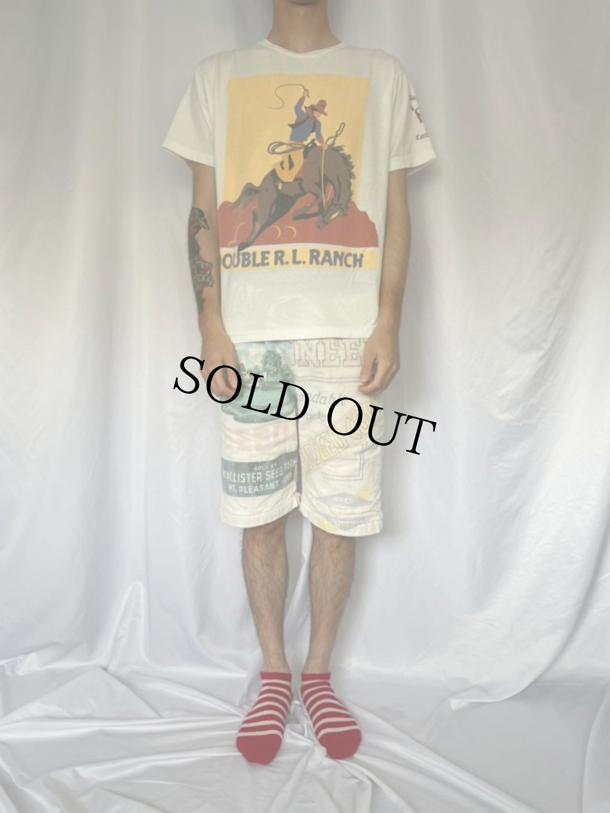 画像2: 90's Ralph Lauren POLO COUNTRY "DOUBLE R.L.RANCH" カウボーイプリントTシャツ L (2)