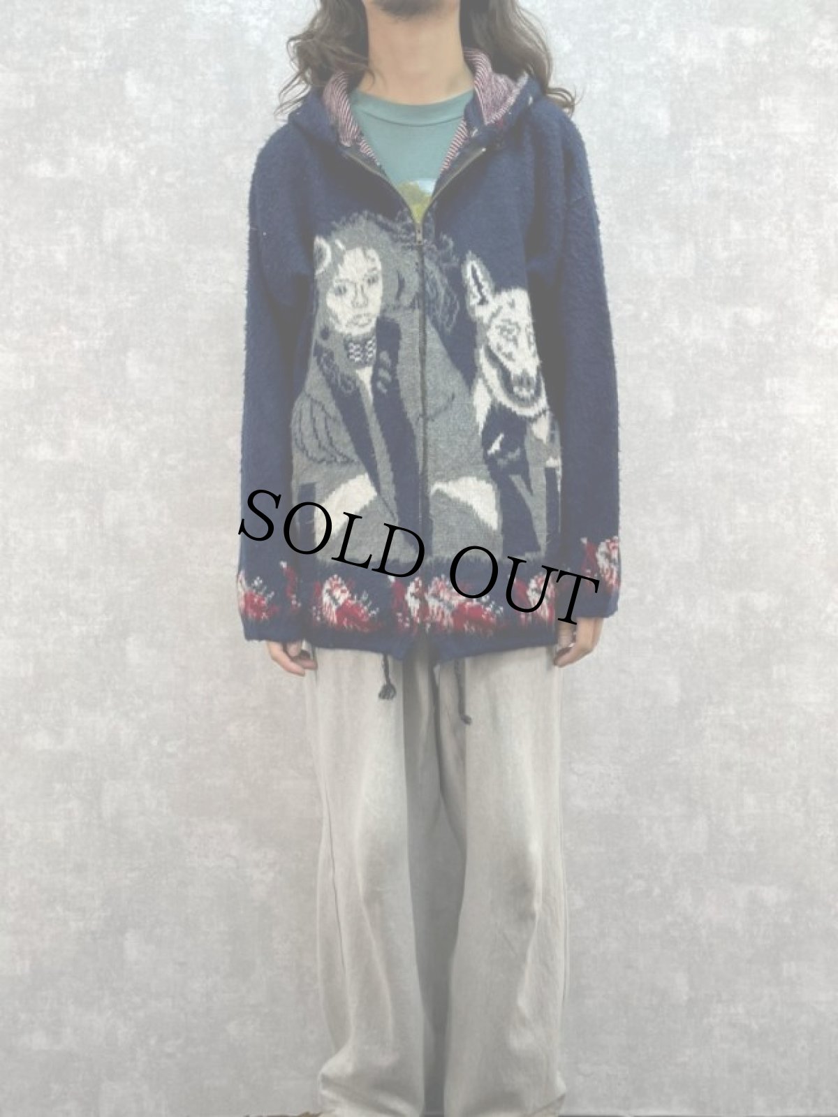 画像2: RUMINAHUI ウールシャギーニット ジップパーカー L (2)