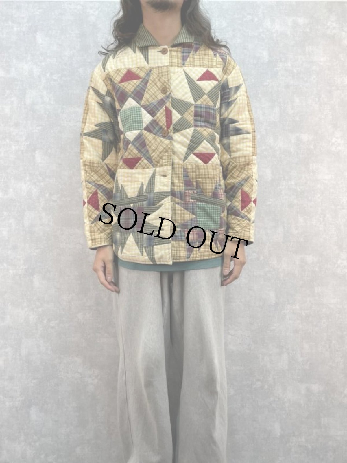 画像3: 80's~ Patch Magic パッチワーク＆ギンガムチェック リバーシブル キルティングジャケット (3)