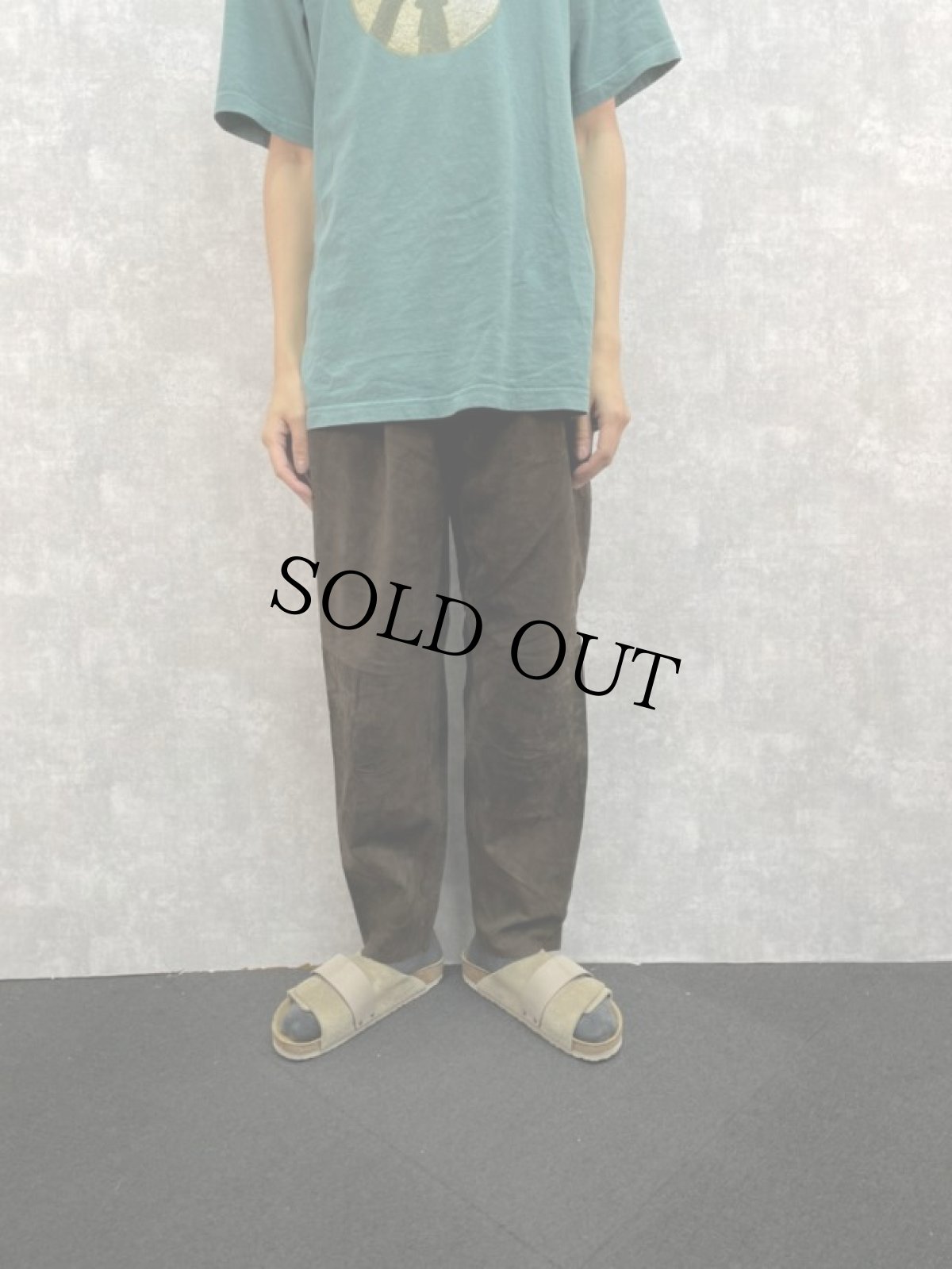 画像2: 80's Version Francaise FRANCE製 スエードレザー 3タックテーパードパンツ W28 (2)