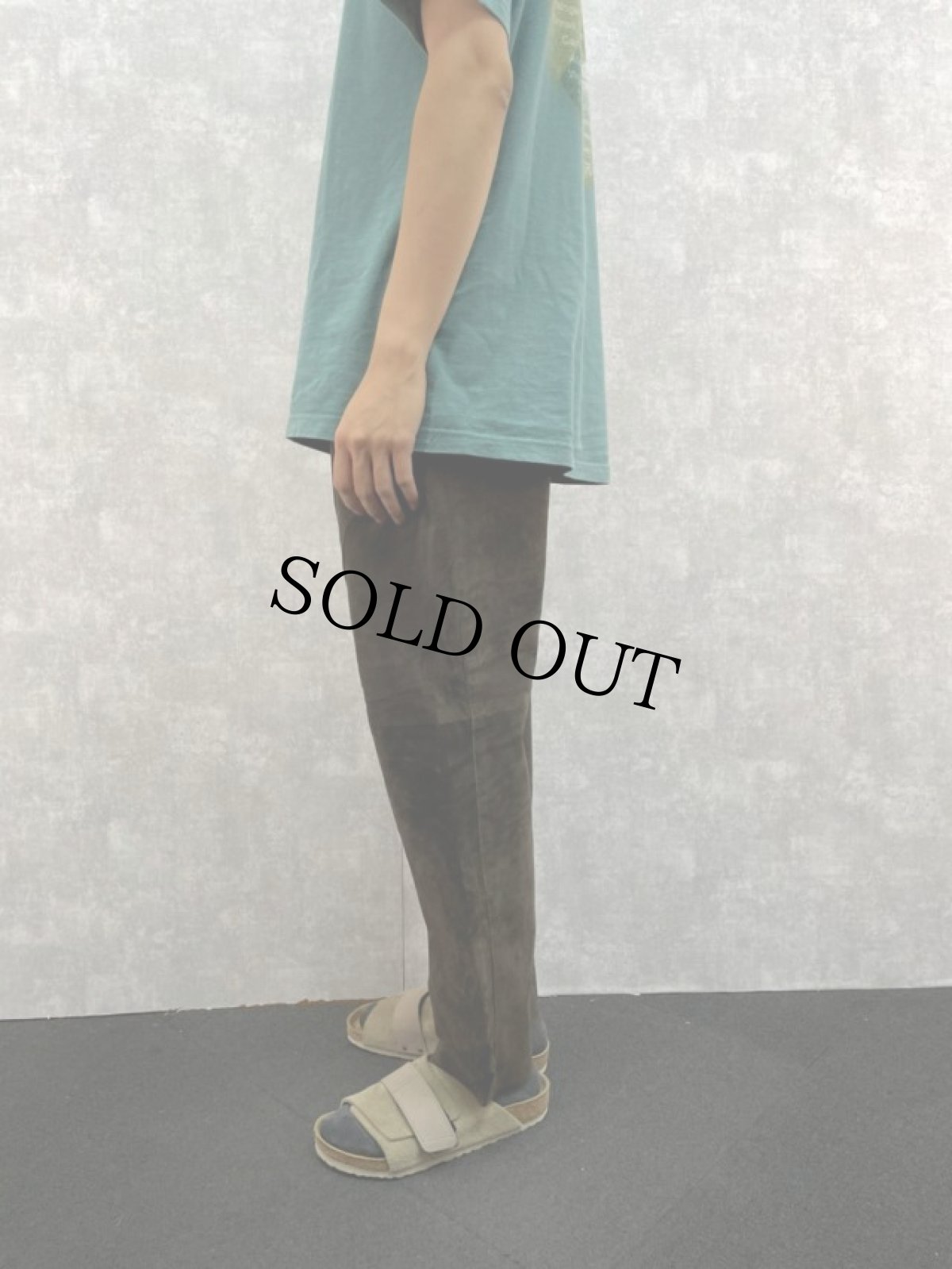 画像3: 80's Version Francaise FRANCE製 スエードレザー 3タックテーパードパンツ W28 (3)