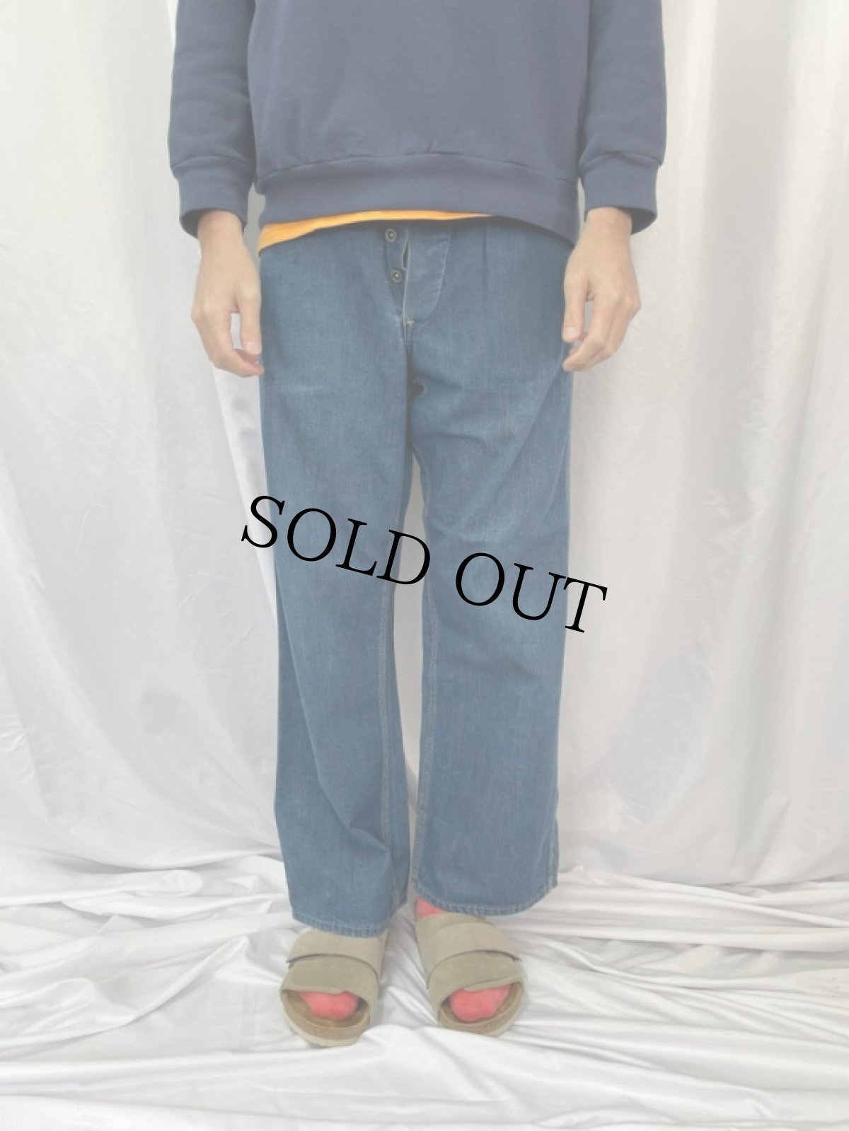 画像2: 50's STOREBRAND ボタンフライ デニムペインターパンツ W29 (2)