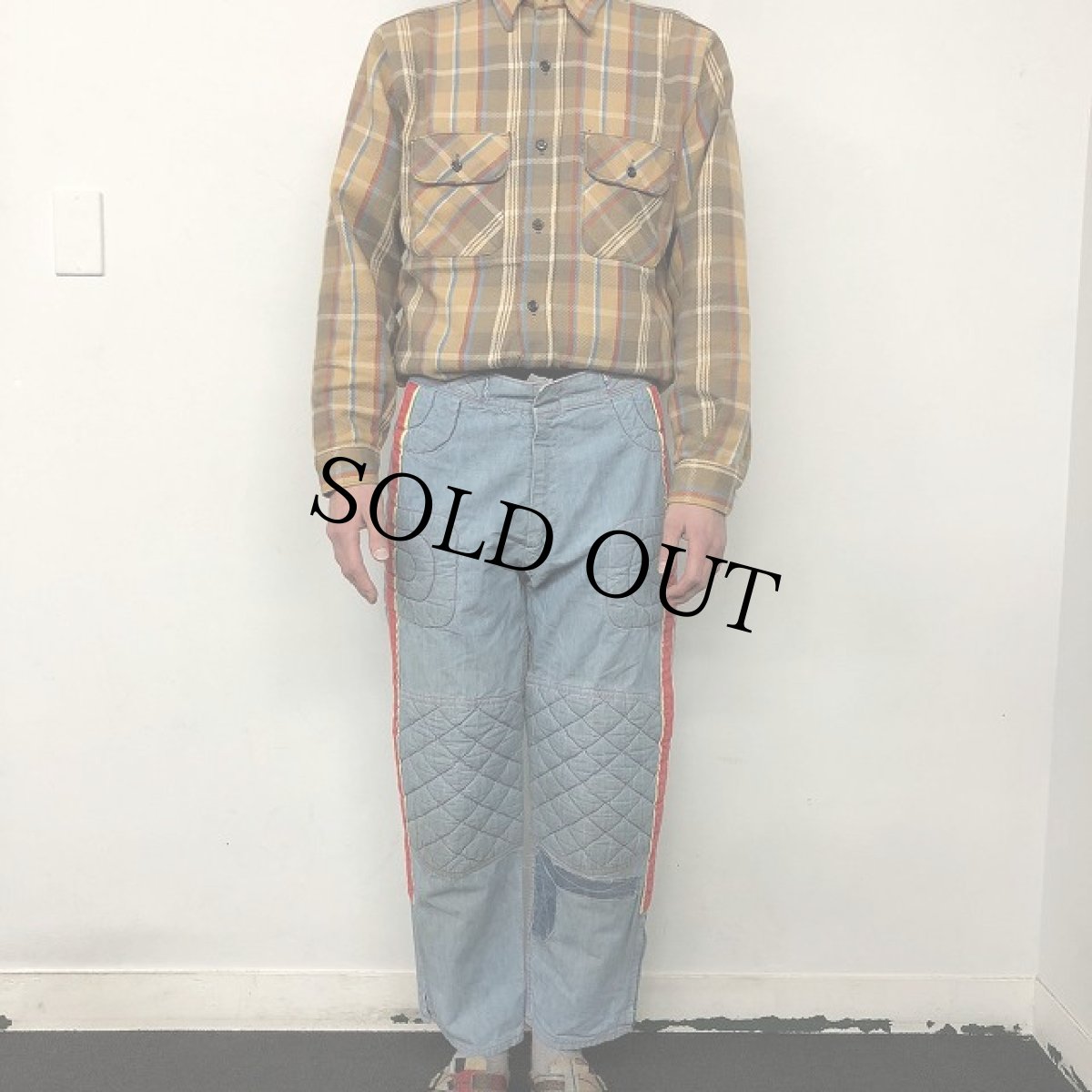 画像2: 70's キルティング コットンモトクロスパンツ W30 (2)