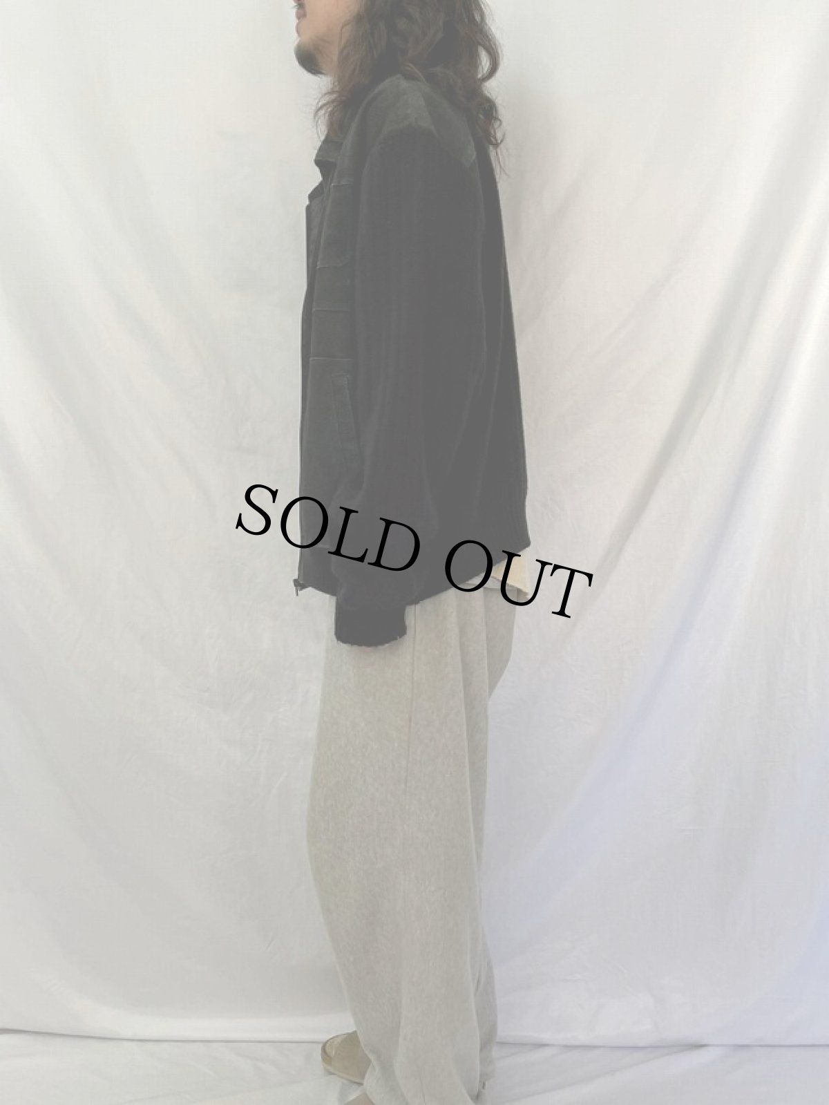 画像3: Peter Et Jon CLOTHING ニット切り替え ヌバックレザージャケット 3X (3)