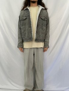 画像2: 80's Levi's USA製 ケミカルウォッシュデニム ボアジャケット L (2)