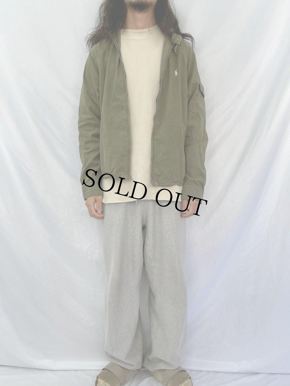 画像2: POLO Ralph Lauren コットン×ナイロン パーカー L (2)