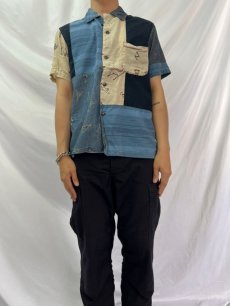 画像2: KAPITAL 刺繍×パッチワークデザイン コットンシャツ M (2)
