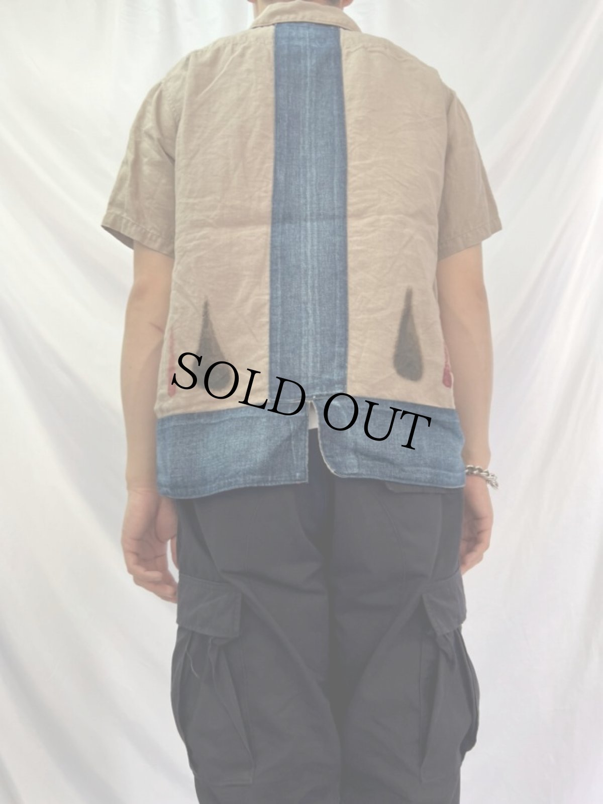 画像4: KAPITAL デニム切り替え リネンシャツ M (4)