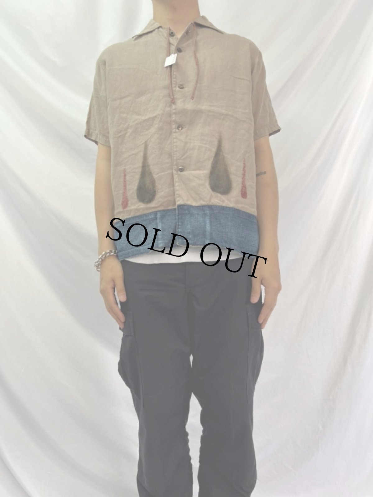 画像2: KAPITAL デニム切り替え リネンシャツ M (2)