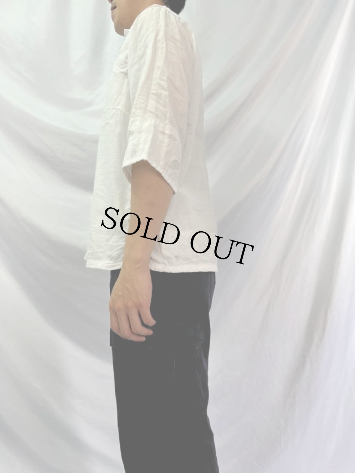 画像3: KAPITAL 襤褸加工 コットン×リネンシャツ M (3)