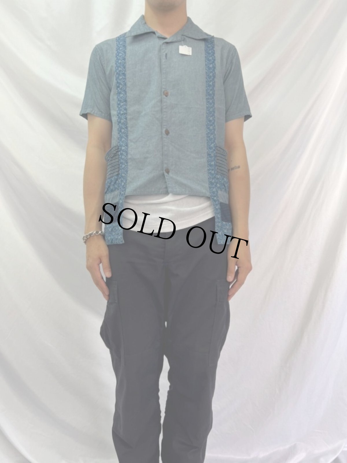 画像2: KAPITAL パッチワークデザインシャツ M (2)