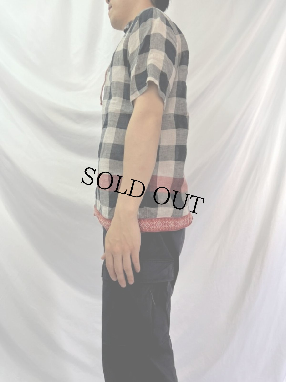 画像3: KAPITAL チェック柄 デザインリネンシャツ M (3)