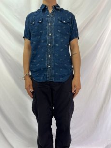 画像2: 【SALE】 KAPITAL インディゴリネン ウエスタンシャツ M (2)