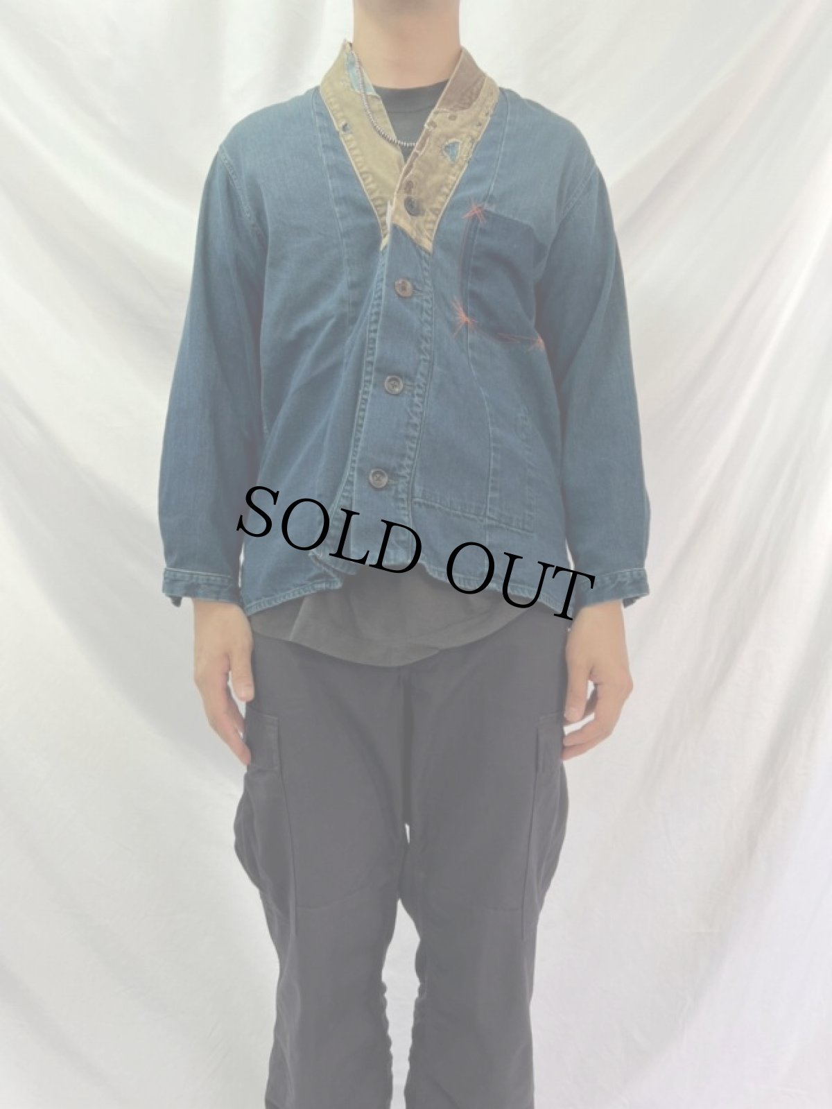 画像2: KAPITAL KOUNTRY 襤褸加工 コーデュロイ×デニム シャツジャケット M (2)