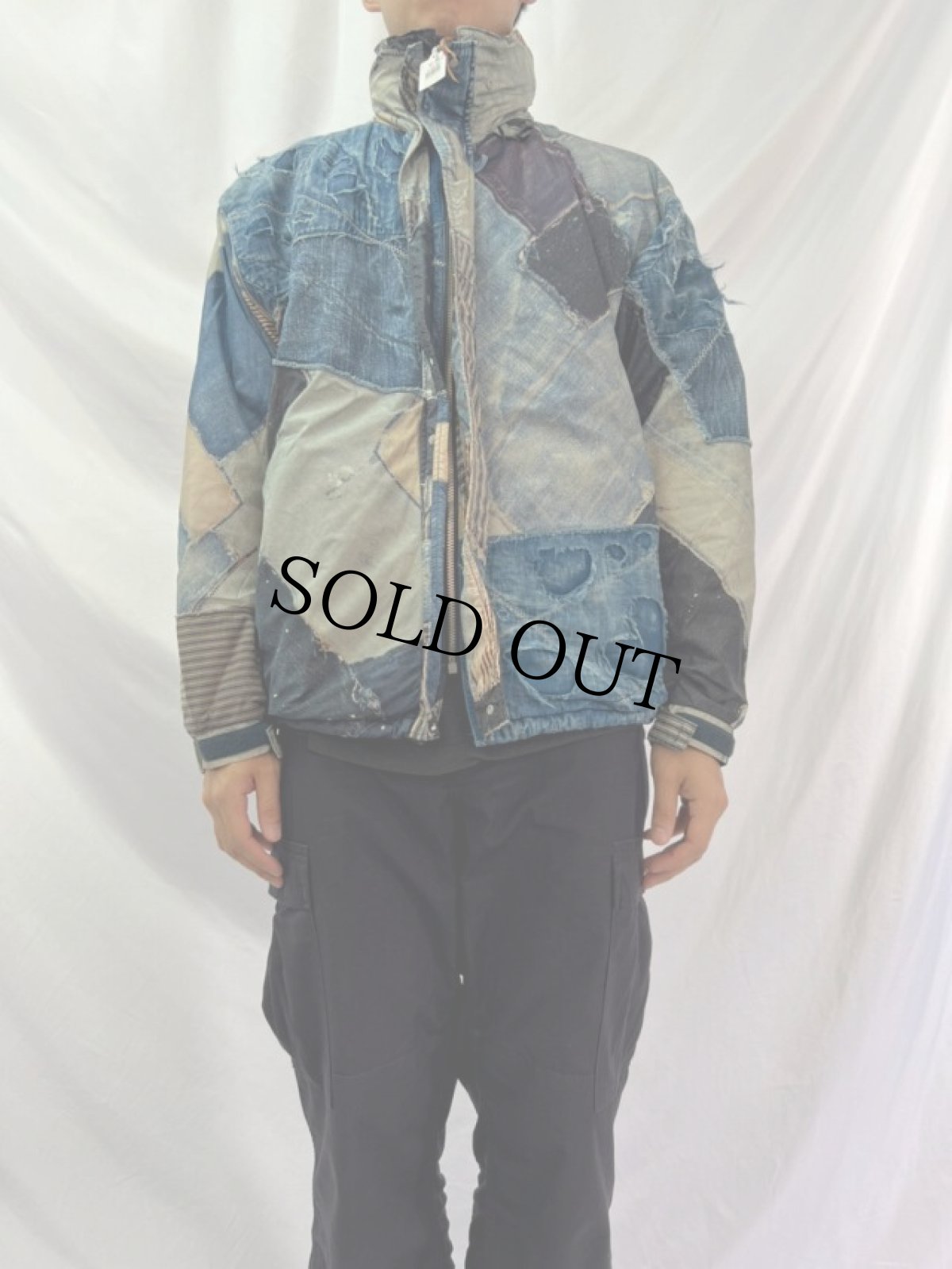 画像2: KAPITAL パッチワークデザイン ナイロンフードブルゾン M (2)