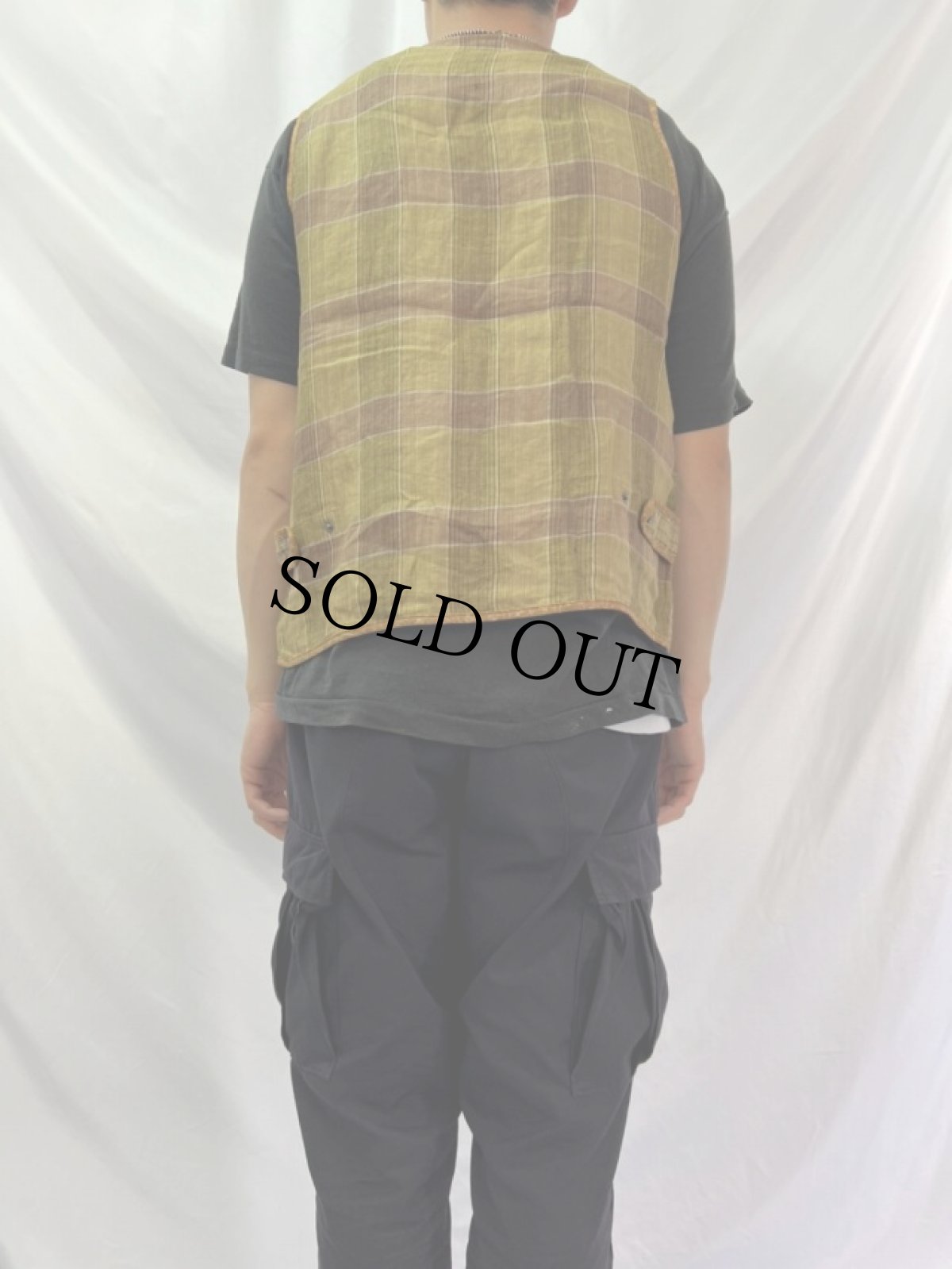 画像4: KAPITAL チェック柄 リネンベスト M (4)