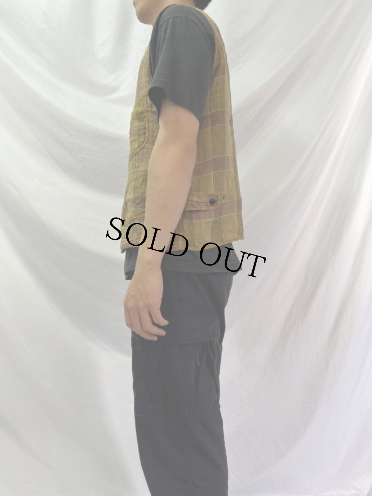 画像3: KAPITAL チェック柄 リネンベスト M (3)