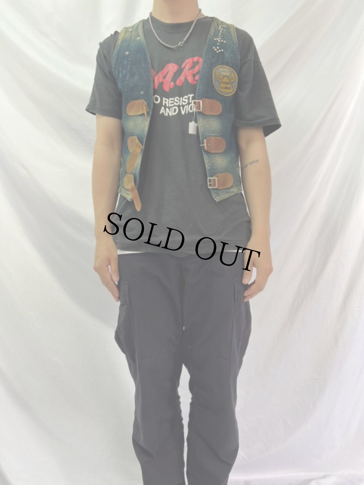 画像2: KAPITAL KOUNTRY パッチ×スタッズ デニムベスト S (2)