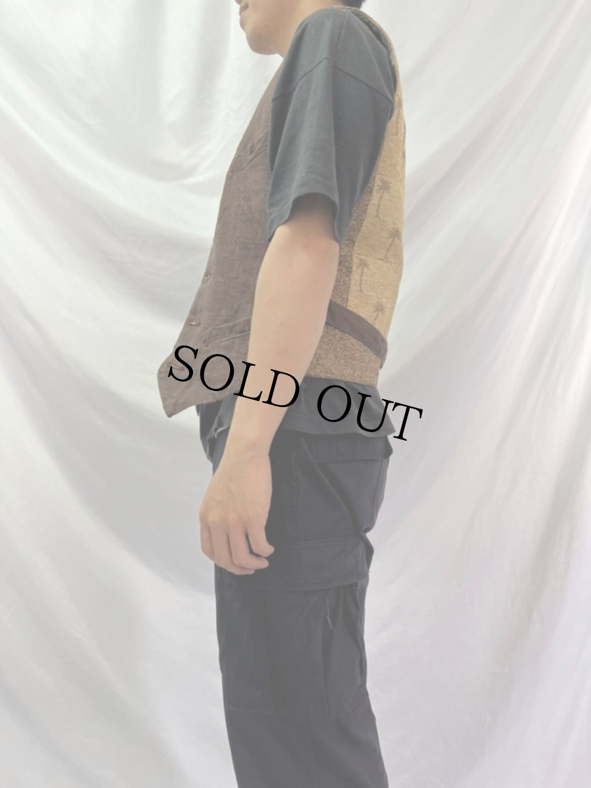 画像4: KAPITAL ヤシの木柄 リネンベスト L (4)