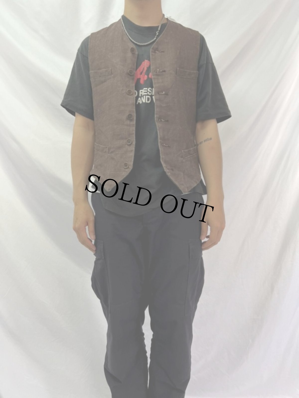 画像3: KAPITAL ヤシの木柄 リネンベスト L (3)