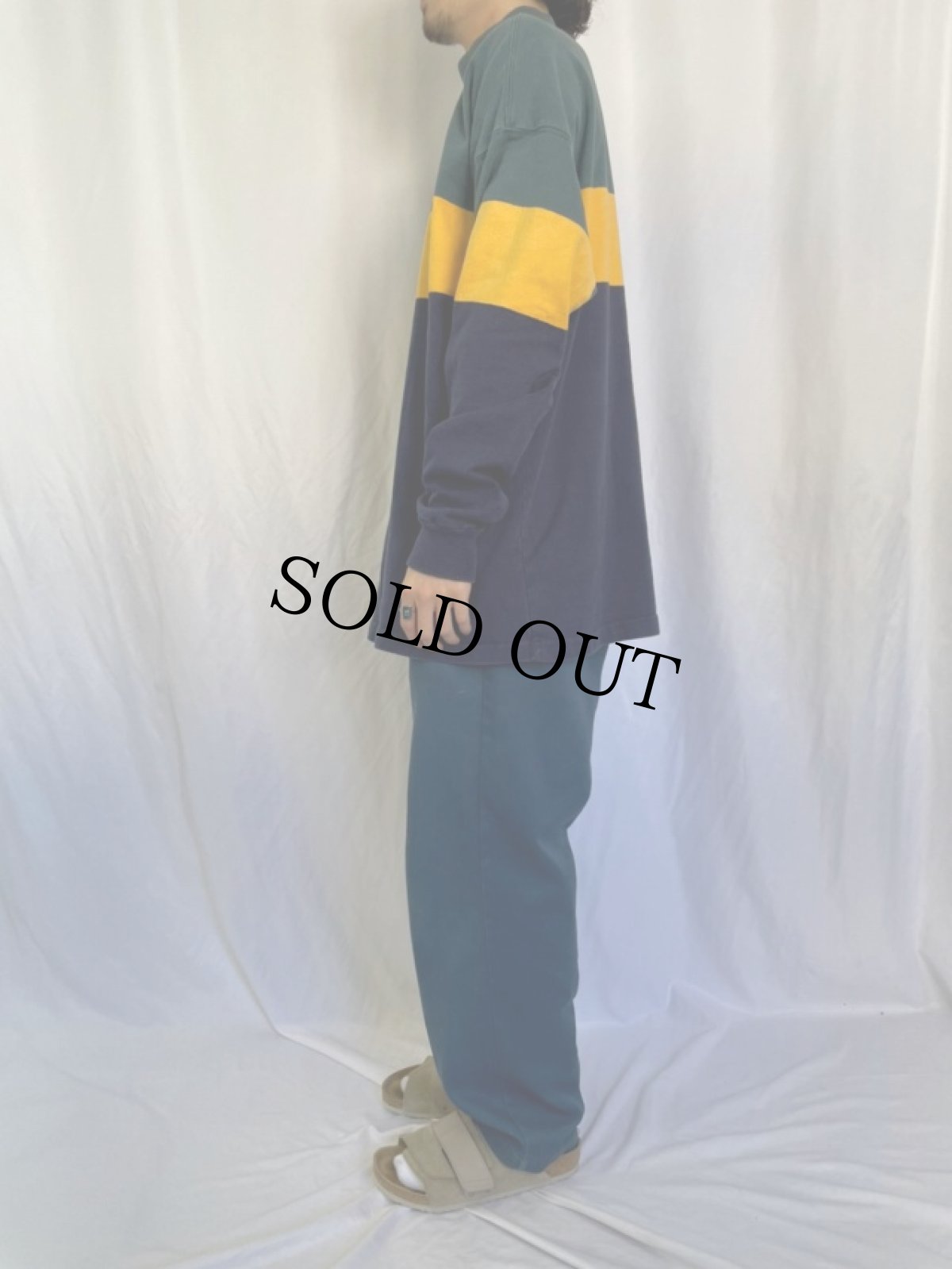 画像3: 80's〜 L.L.Bean USA製 マルチボーダー柄 ハイネックスウェット XL (3)