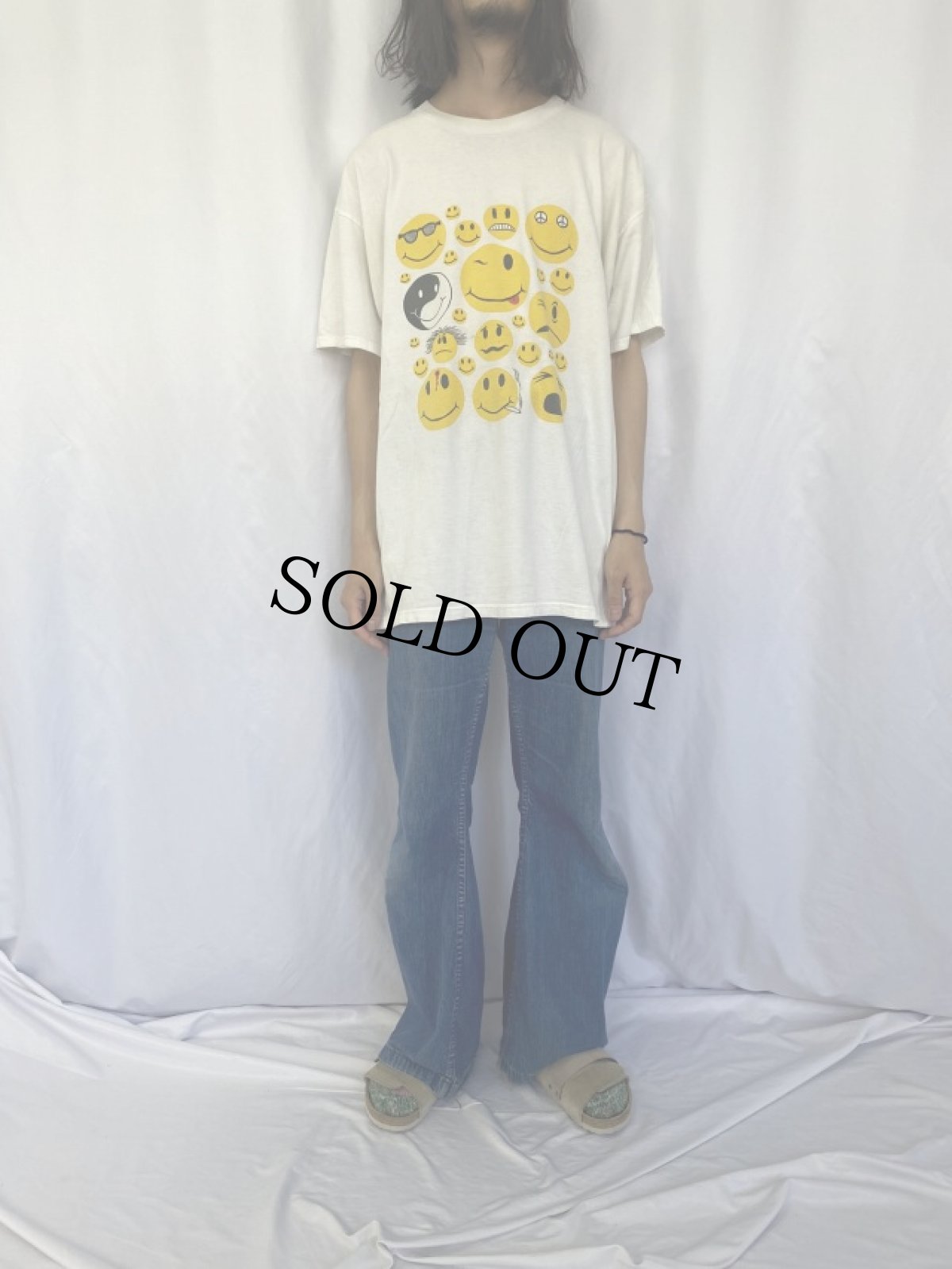 画像2: 90's スマイルプリントTシャツ XL (2)