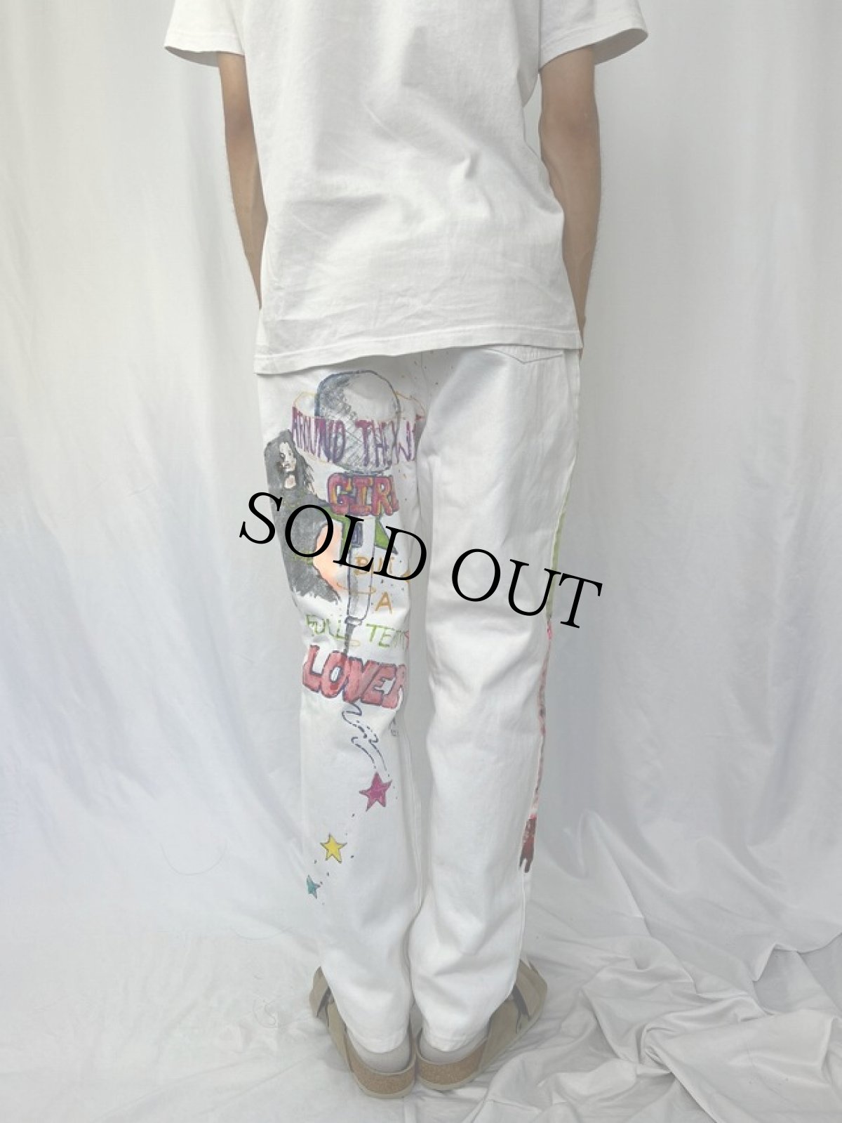 画像5: 90's JORDACHE BASIC USA製 ハンドペイント ホワイトデニムパンツ W30 (5)