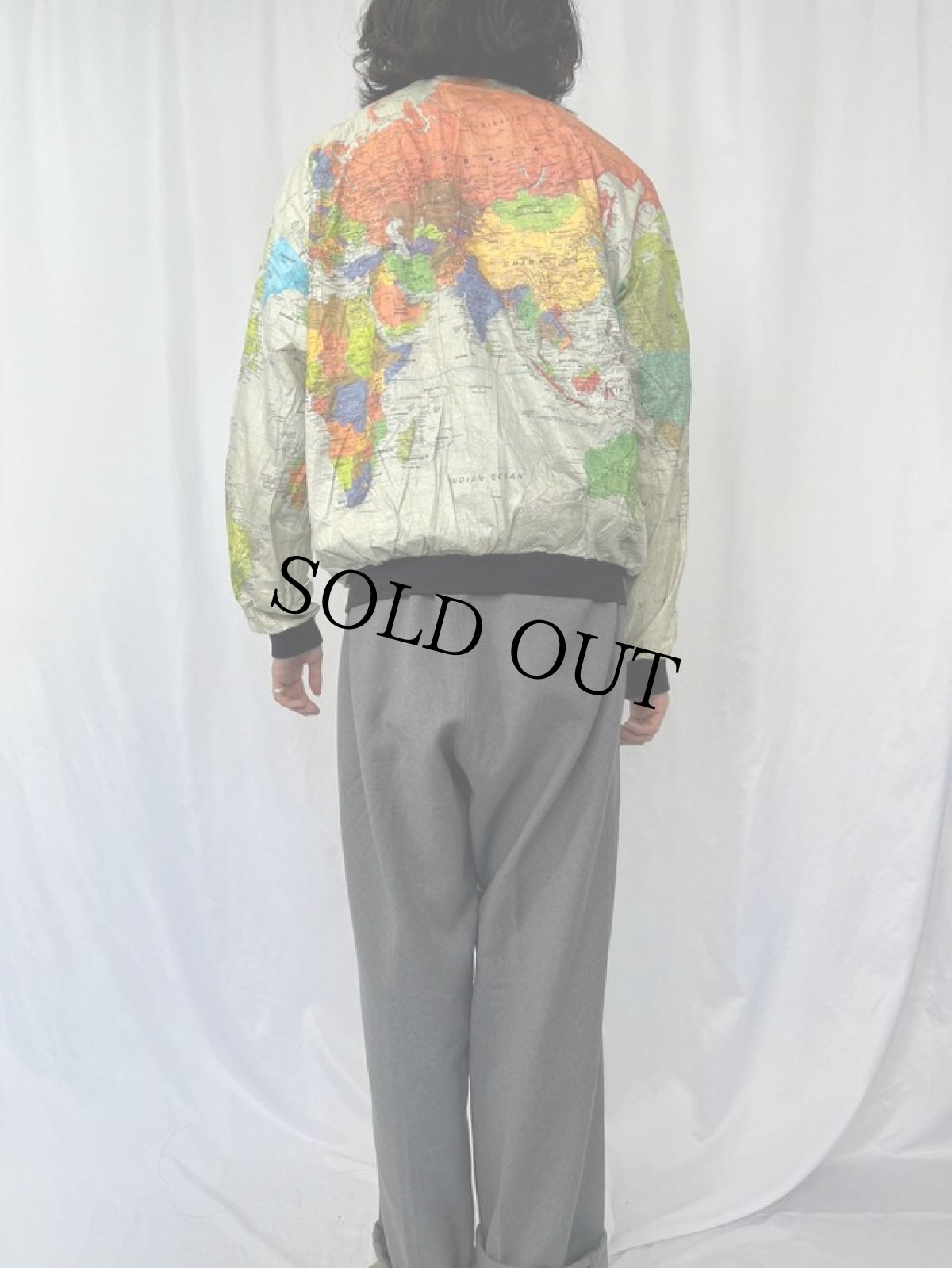 画像4: 90's 世界地図柄 ペーパージャケット L (4)
