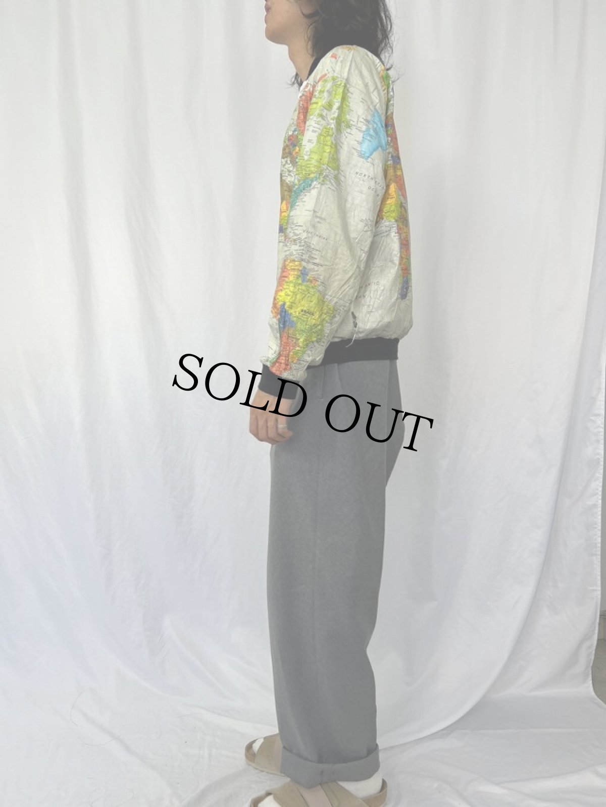 画像3: 90's 世界地図柄 ペーパージャケット L (3)