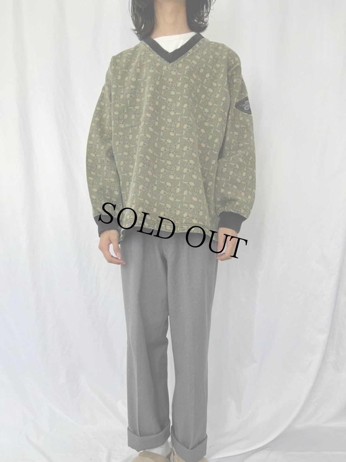 画像2: 90's VENOM WEAR USA製 スカル柄 コットンプルオーバーカットソー XL (2)