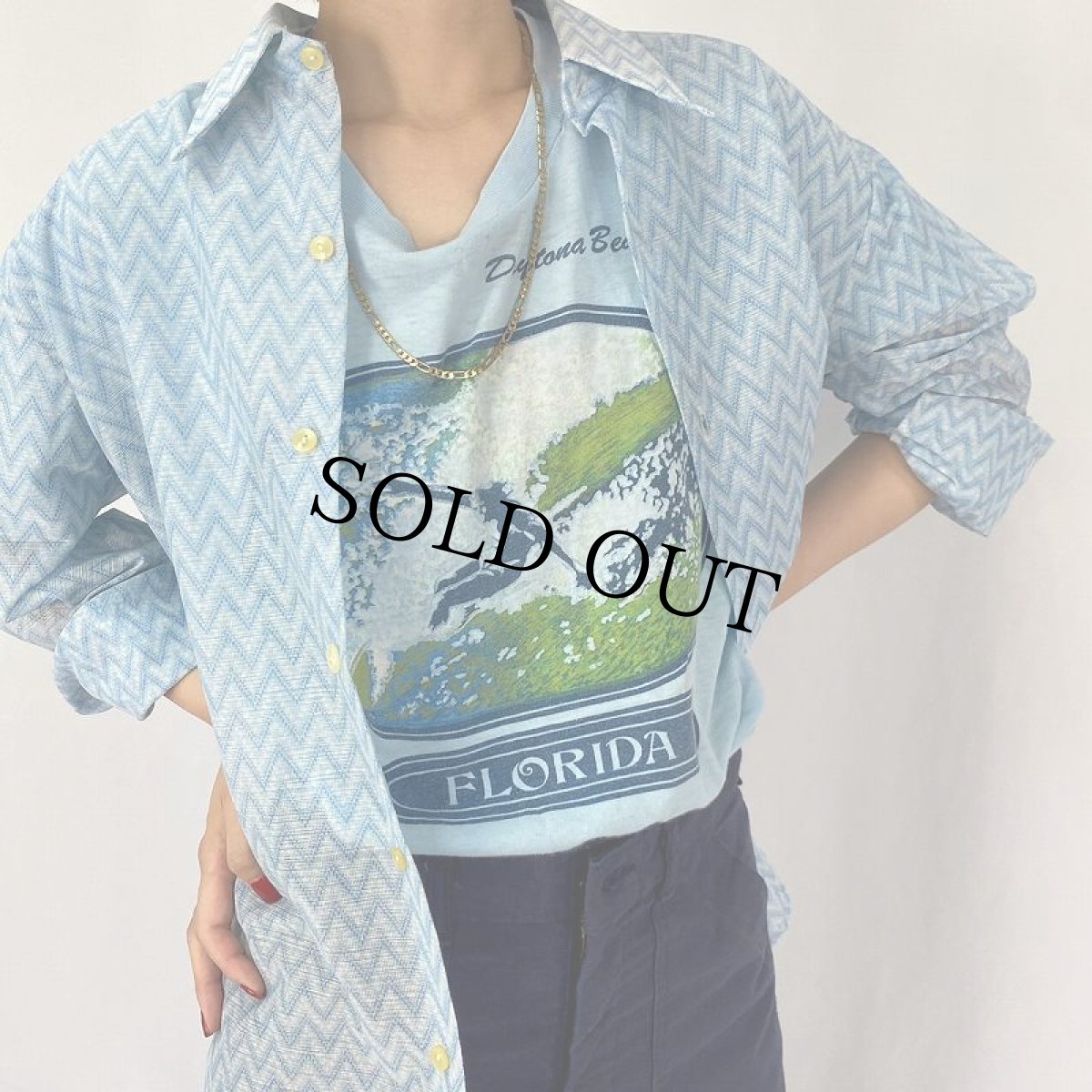 画像2: 70's Malimo 総柄 シースルーシャツ  (2)