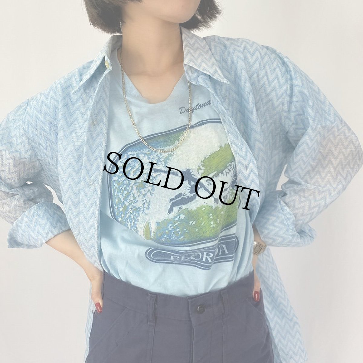 画像3: 70's Malimo 総柄 シースルーシャツ  (3)