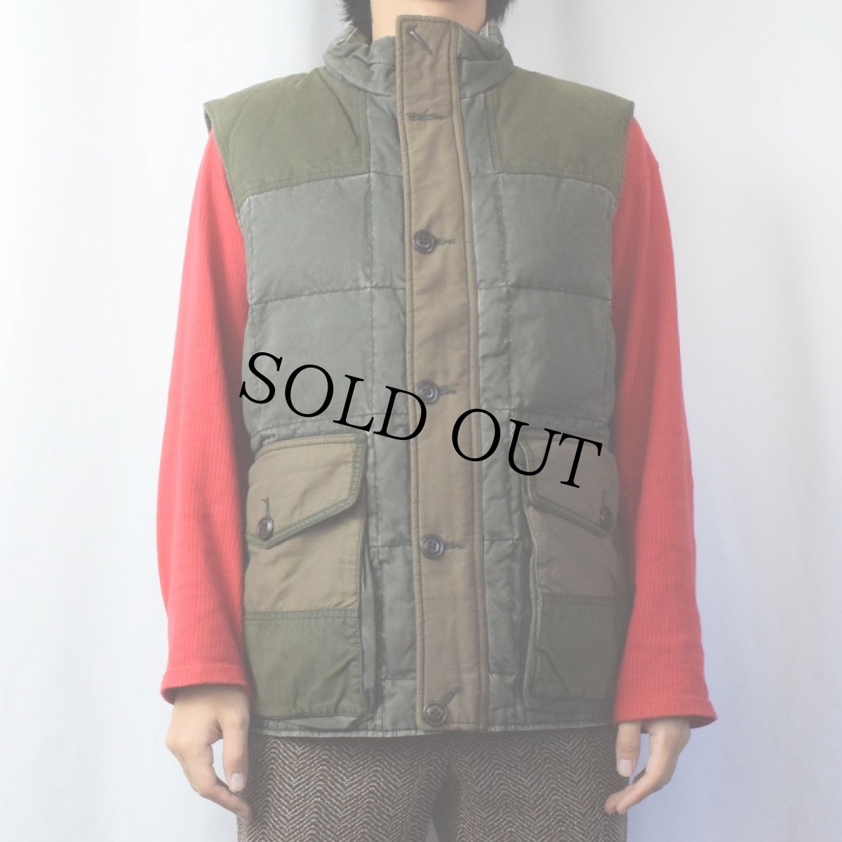 画像2: Eddie Bauer "EB550 FILL POWER" 切り替え キルティングダウンベスト L (2)