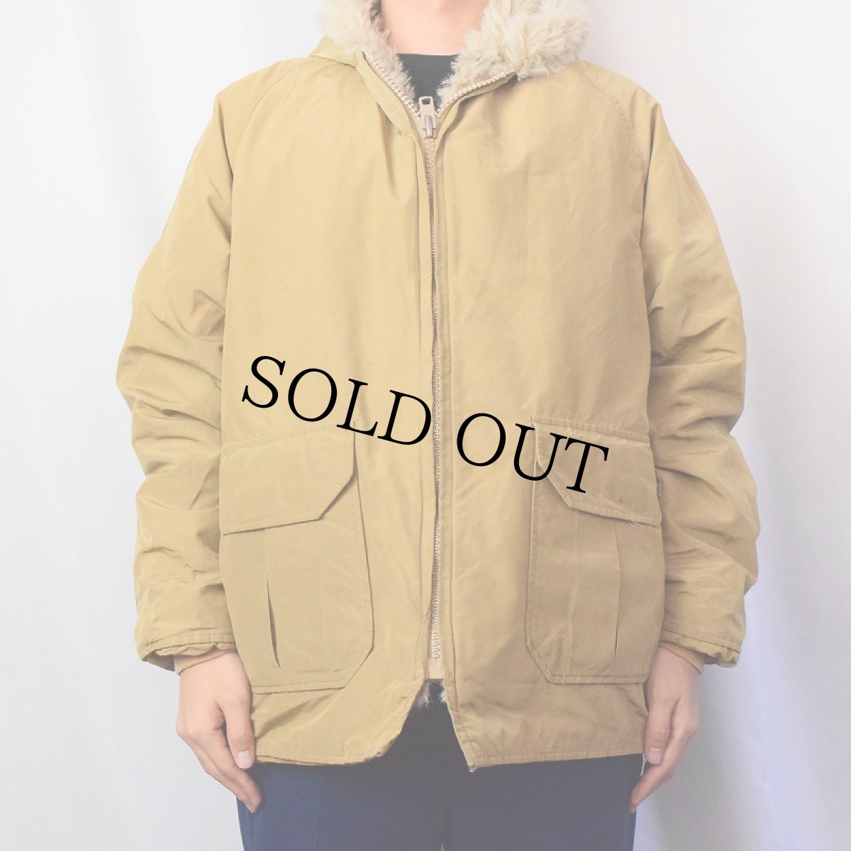 画像2: 70's〜 60/40クロス 裏ボア ジップパーカー L  (2)