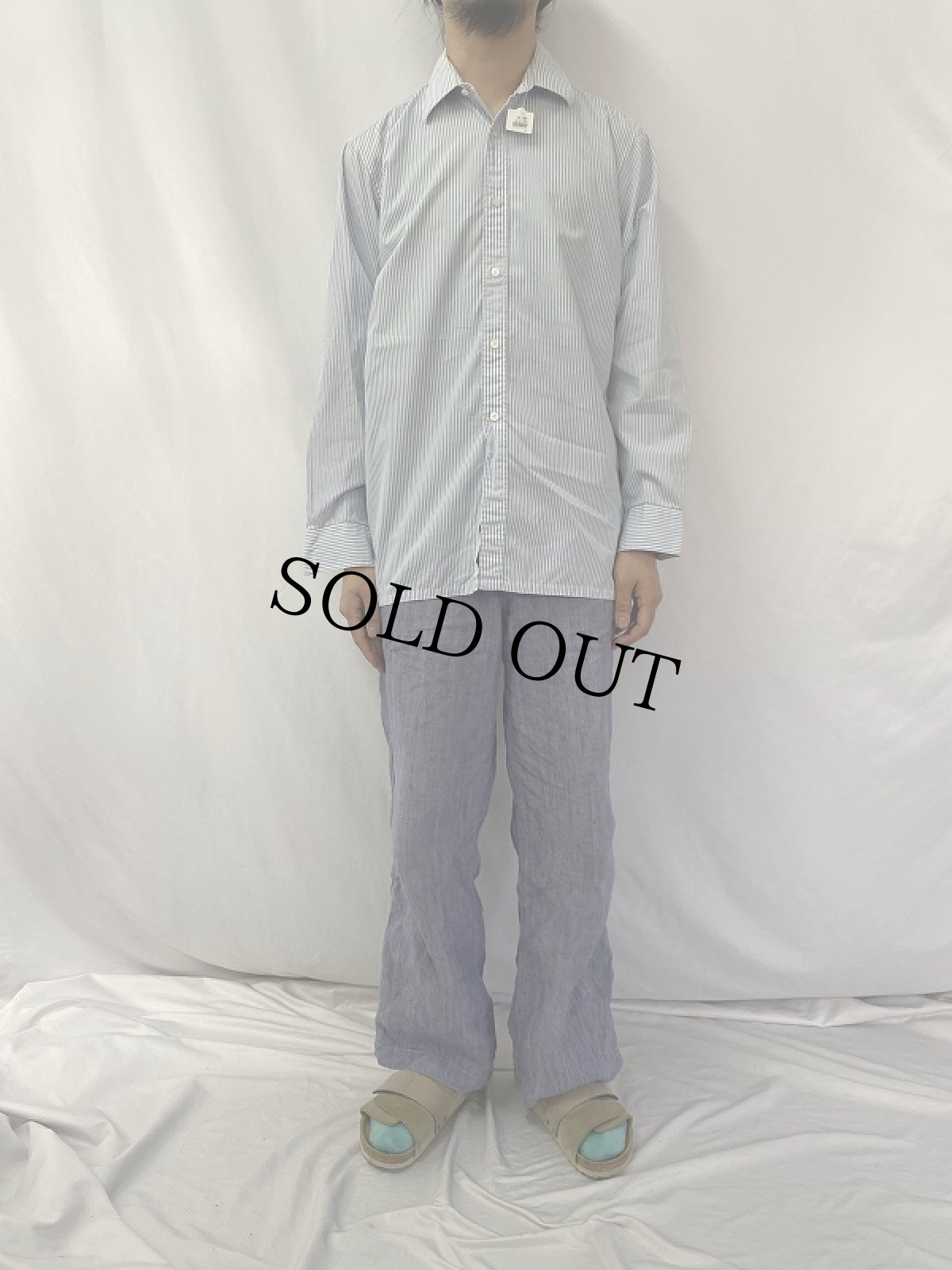 画像2: Charvet FRANCE製 ストライプ柄 コットンシャツ SIZE41 (2)