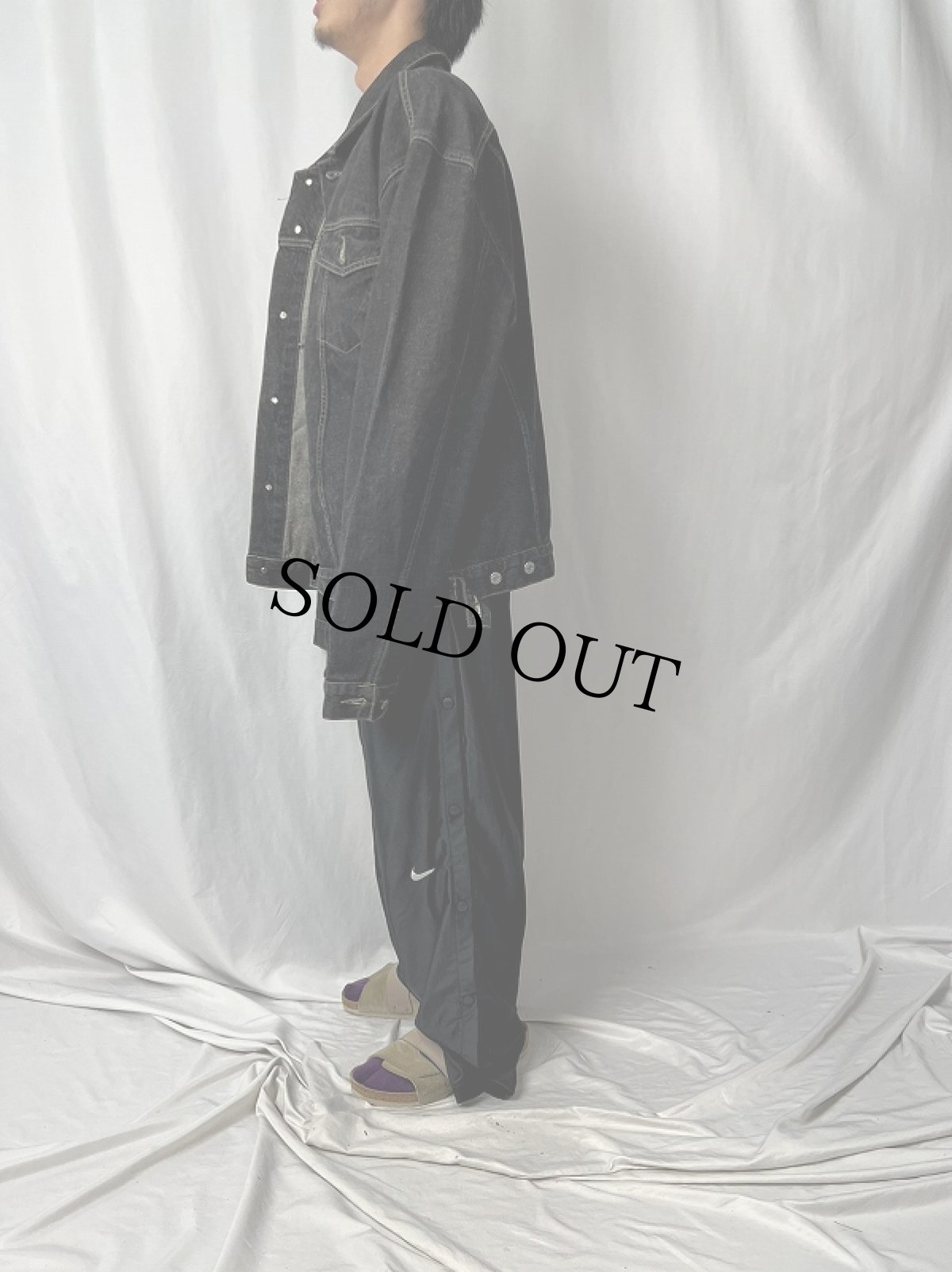 画像3: GUESS ブラックデニムジャケット XXXXL (3)