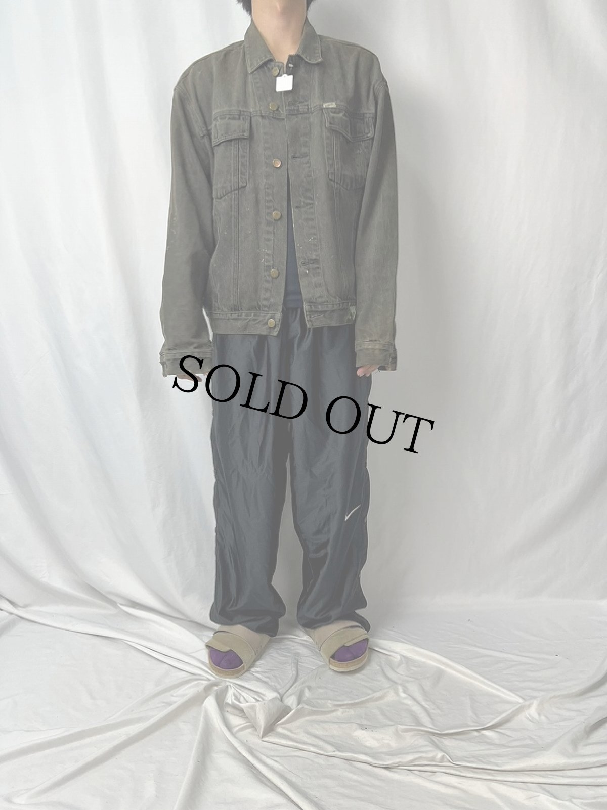 画像5: PLAYBOY ロゴ刺繍 ブラックデニムジャケット S (5)