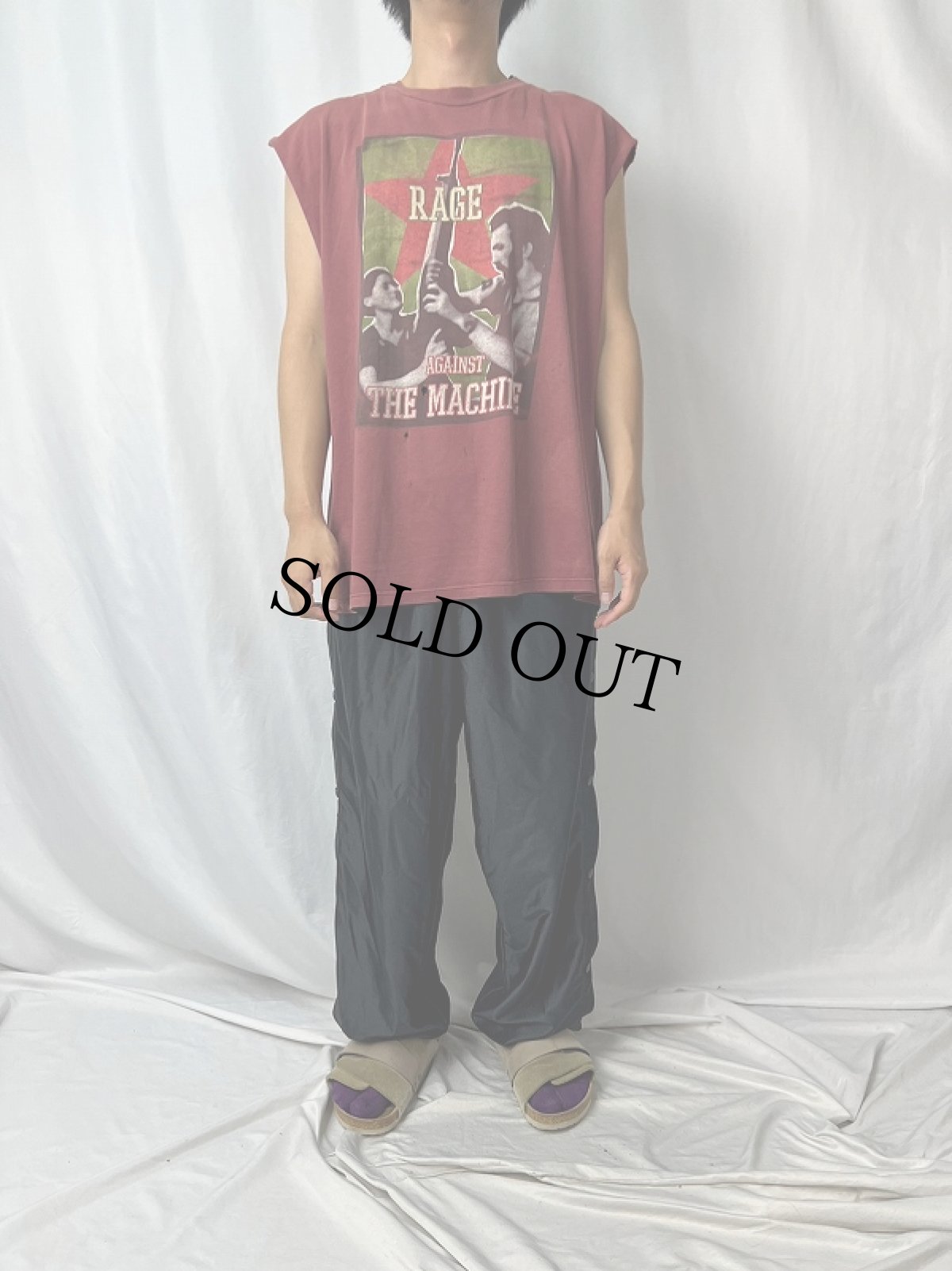 画像2: 2000's Rage Against the Machine カットオフ ロックバンドTシャツ (2)