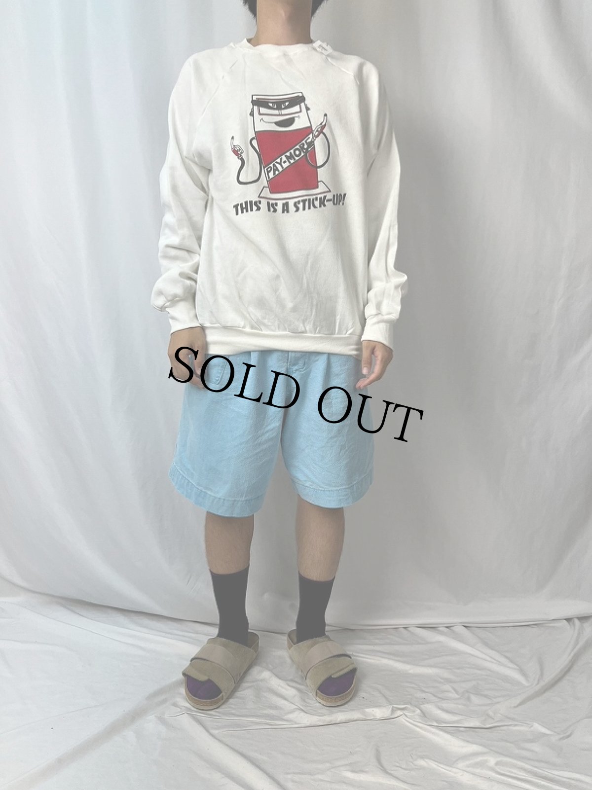 画像2: 80's "THIS IS A STICKE" イラストプリントスウェット XL (2)