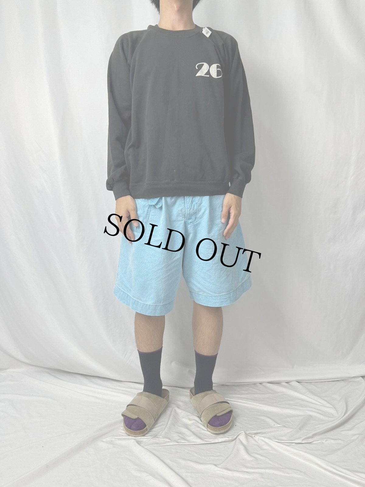 画像3: 70〜80's "26" ナンバリングプリント ラグランスウェット BLACK (3)