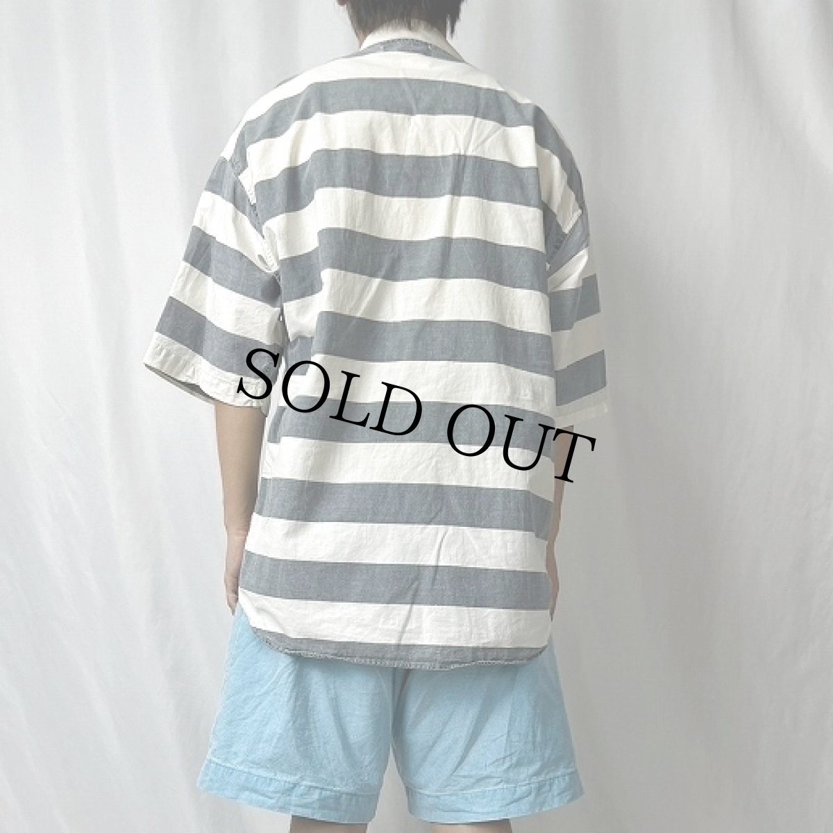 画像4: Wory Coast ボーダー柄 コットンプルオーバーシャツ L (4)