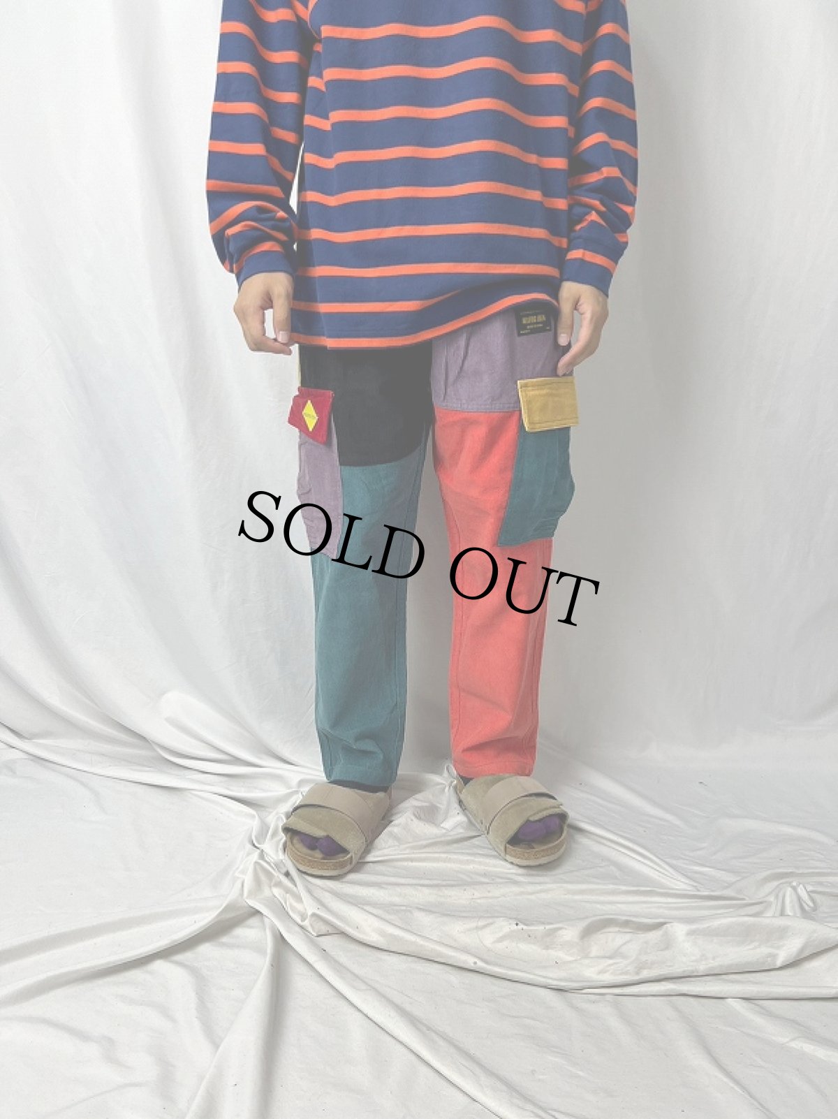 画像3: AELFRIC EDEN クレイジーパターン コーデュロイイージーカーゴパンツ M (3)